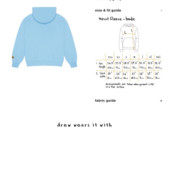 Drew House mascot oversized hoodie 
pacific blue, size XL, NWT removed has Flaw - Picture 3 of 15